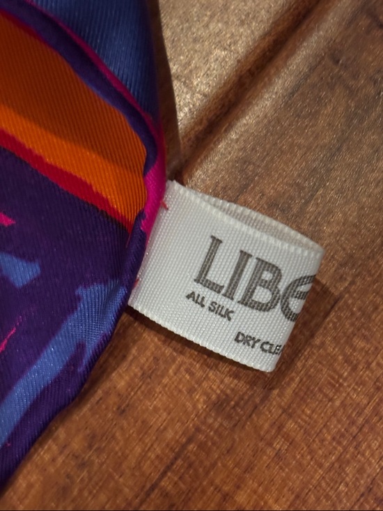 Liberty Vibrant Abstract Silk Scarf in Pink, Purple & Blue - Picture 5 of 8